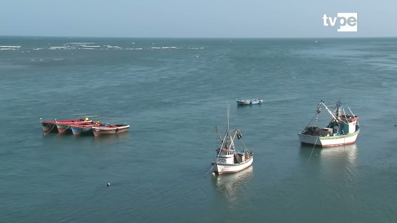 Botes de los buzos en la bahía de Sechura