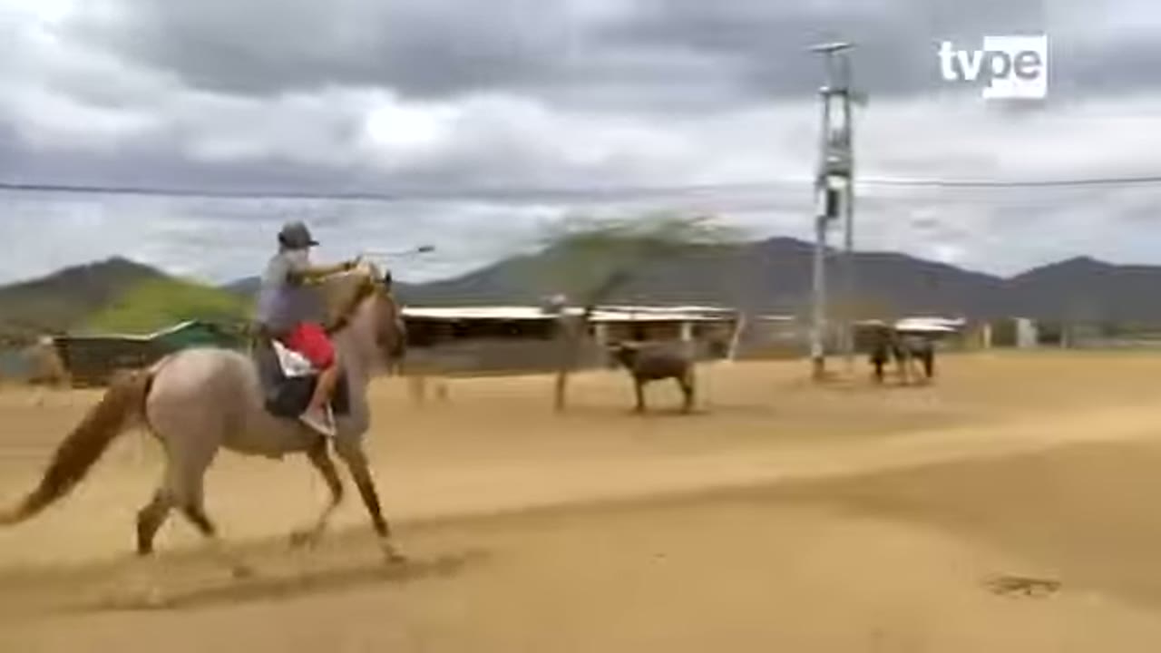 Un jinete en el pueblo de Fernández